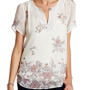 DR2 by Daniel Rainn – Pinch Sleeve Printed Blouse